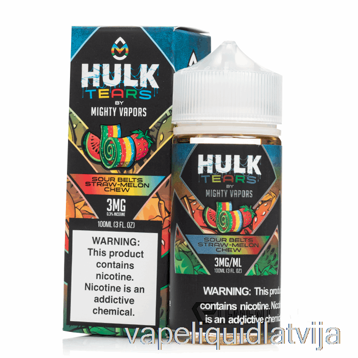 Skābās Jostas Salmu Melones Košļāšana - Hulk Asaras - 100ml 0mg Vape šķidrums